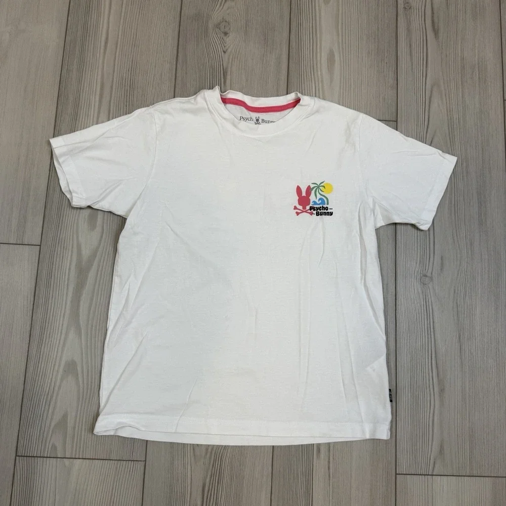 Psycho Bunny T-Shirt Graphic Tee Beach Palms Sun Short Sleeve Youth Sz‎ L 14/16